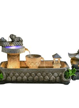 假山流水庭院鱼池阳台景养鱼造景