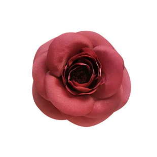diy手作真丝烫花山茶花玫瑰小香风真丝缎布花胸针发夹绢花仿真花
