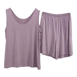 夏天睡衣大码女胖mm夏季莫代尔无袖吊带背心短裤家居服套装200斤