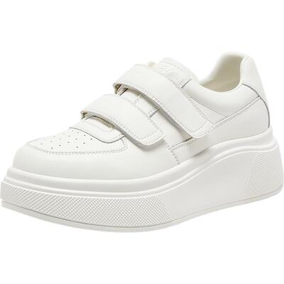 百思图春季新款厚底魔术贴小白鞋