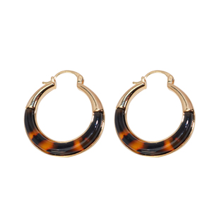 圆形玳瑁色耳环2025新款爆款高级感耳圈轻奢复古耳扣秋冬轻奢耳饰