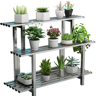 不锈钢移动花架置物架兰花多层架阳台户外室外阶梯落地式花盆架子