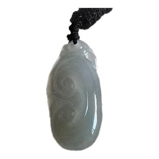 缅甸玉缅甸天然A货翡翠吊坠起胶白色老坑料如意吊坠挂件一物一证