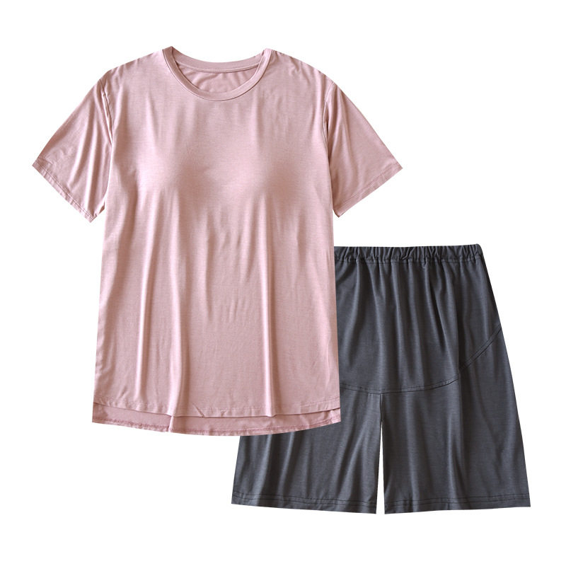 莫代尔夏薄带胸垫托腹哺乳月子服