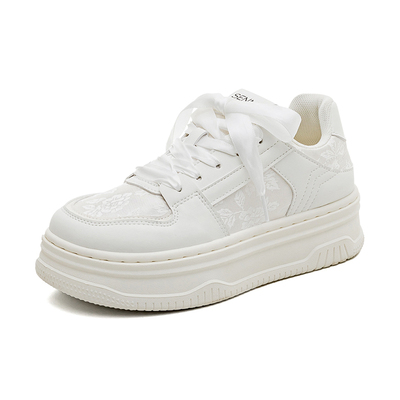 森马女鞋国风刺绣小白鞋女款夏季