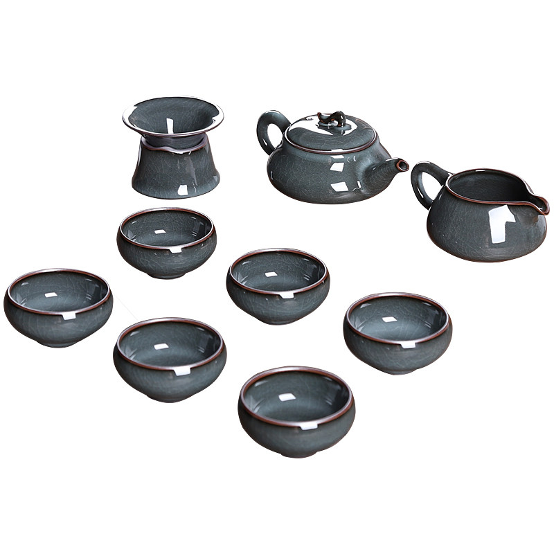 青瓷整套高档功夫茶具手工哥窑铁胎冰裂茶壶茶杯套装家用陶瓷简约