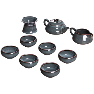 青瓷整套高档功夫茶具手工哥窑铁胎冰裂茶壶茶杯套装家用陶瓷简约