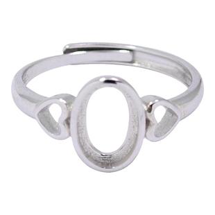 S925纯银戒指空托女款爱心6*97*98*13DIY蜜蜡松石琥珀玉石镶嵌托