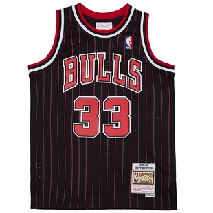 NBA复古球衣芝加哥公牛队95/97年皮蓬青少年球衣复古篮球服背心