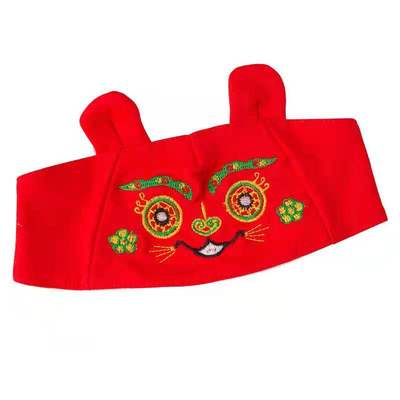 纯棉刺绣新生儿虎头帽周岁抓周