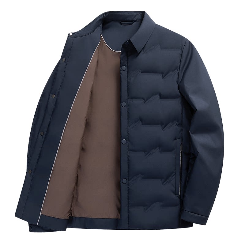 康博冬季新款商务翻领羽绒服男短款一衣二穿立领保暖外套商务穿搭