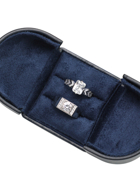 两克拉长方形锆石结婚对戒