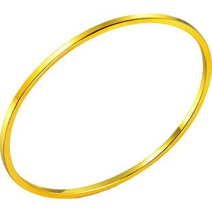 明牌珠宝黄金实心手镯 简约光版呆口女款细镯时尚金镯子AFI0019