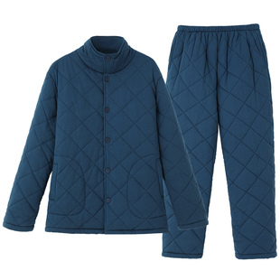 康妮雅睡衣男秋冬款加厚棉服立领夹棉家居服冬天厚款保暖套装棉袄