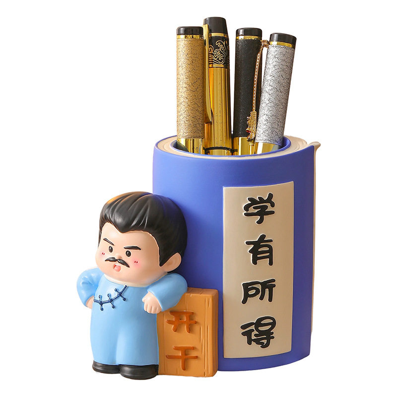 高颜值学霸笔筒树脂摆件