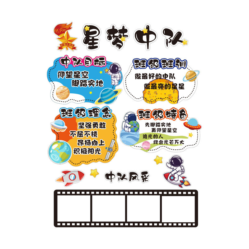 中队角布置墙贴少先队员小学生班级文化墙教室装饰黑板报励志标语