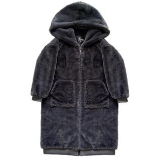獭兔毛超大连帽男款长袍冬季男士仿皮草外套貂绒休闲大码男装皮草