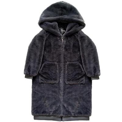 獭兔毛超大连帽男款长袍冬季男士仿皮草外套貂绒休闲大码男装皮草