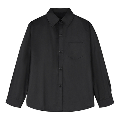 儿童黑色衬衣男孩演出服春秋衬衫