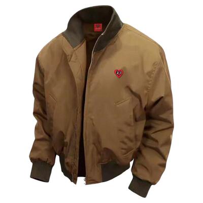 查尔斯桃心教练飞行夹克棉服男