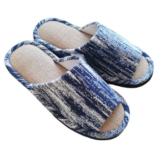 2025日单拖鞋春夏男女情侣款炫彩粗麻家居静音防滑露趾室内地板托