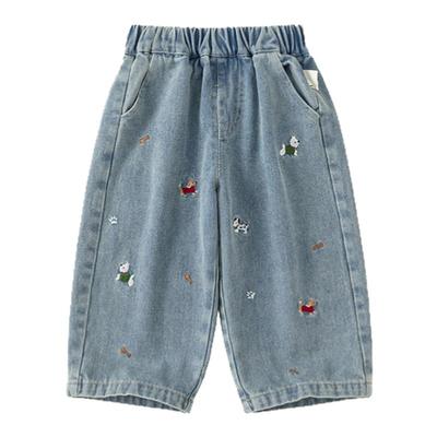 女童裤子男童秋装裤子儿童牛仔裤