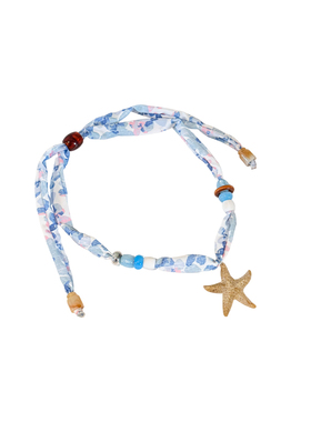 蓝色系列海星串珠丝巾项链女春夏