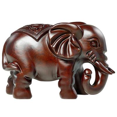 实木雕刻大象摆件吉祥客厅中式