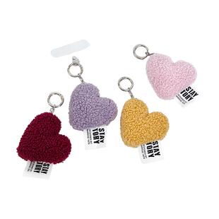 原创彩色毛绒爱心包包挂件手机壳挂饰配件充棉桃心可爱配饰多巴胺