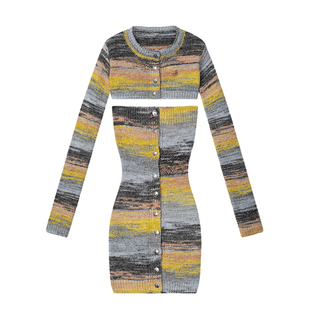 1P STUDIO【限时清仓 3折秒杀】修身针织开衫+紧身抹胸裙套装