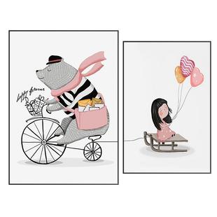 儿童房装饰画男孩女孩卧室床头挂画宇航员房间卡通墙壁画现代简约