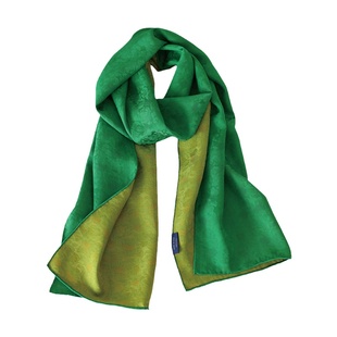 非遗花罗丨孔雀绿双面可用真丝重工卷边长条桑蚕丝围巾丝巾礼盒装