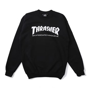 断码特价THRASHER美版火焰字母LOGO圆领上衣加绒情侣潮牌滑板卫衣
