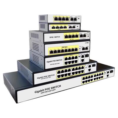 火翼poe交换机监控专用4/5/6/8/16/24口网线供电百兆全千兆国标48V带光纤口网络兼容ap海康大华摄像头中继器