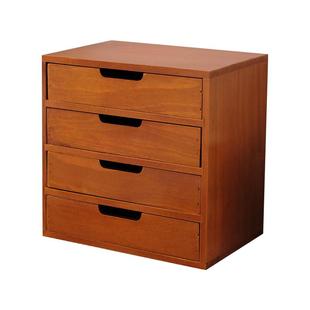 桌面抽屉式三层收纳小号储物柜木质化妆品杂物盒显示屏增高架