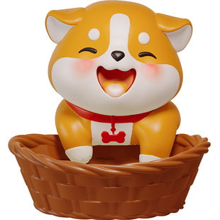 柴犬财源滚滚摆件玄关钥匙遥控器收纳家居客厅桌面装饰品乔迁礼物