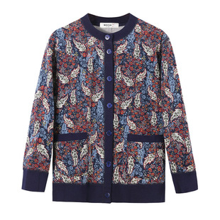 秋冬新款蚕丝棉袄女中老年妈妈保暖上衣圆领开衫宽松大码棉衣外套