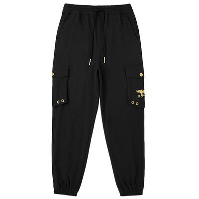 BOYLONDON黑色潮牌设计感哈伦裤