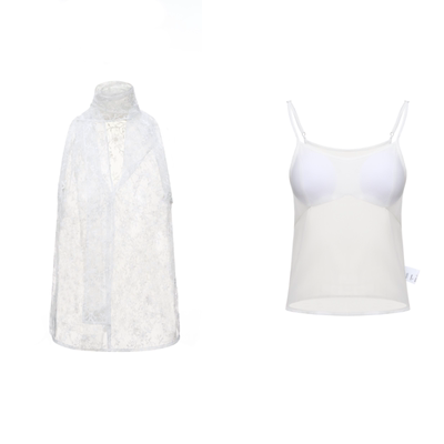 思瑞飘带挂脖蕾丝上衣