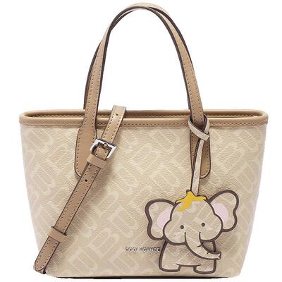 百丽老花小象手提托特包