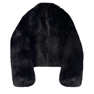 黑色毛茸茸年轻款狐狸皮草外套女2025新款海宁时尚流行冬季厚环保