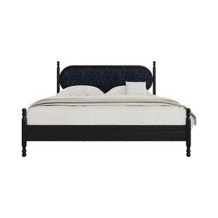 曲美家居小户型复古简约中古风1米8双人床架主卧1米5罗马实木床