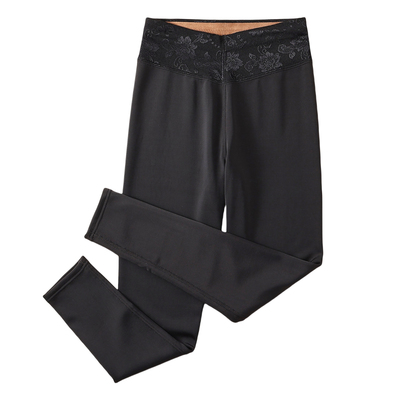 蕾丝高腰保暖裤女薄款一体绒棉裤