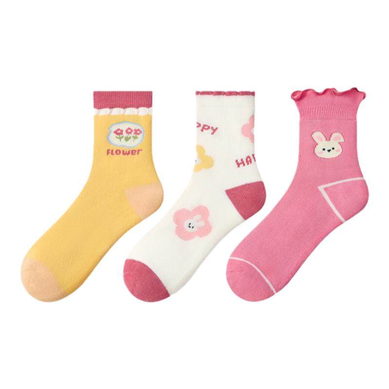 纳柚X尼多熊儿童袜子冬季加厚棉袜女童毛圈袜保暖抗菌中大童