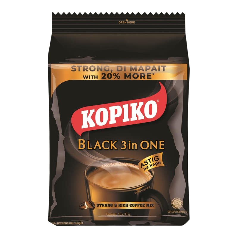 Kopiko可比可 Black三合一浓厚即冲咖啡30g*10包装办公室速溶即溶