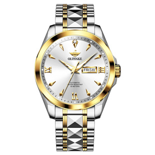 进口机芯瑞士欧品客品牌男士手表真钻全自动机械表双日历男款腕表