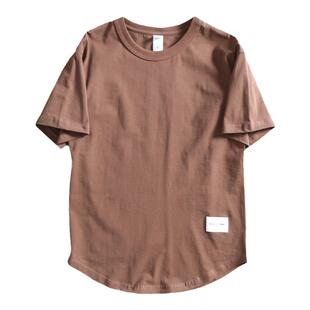 重磅300克厚重短袖T恤日系简约弧形男士全棉水洗纯色百搭短袖T恤