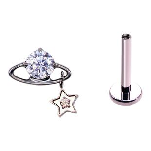 rockboilF136钛合金星球轨道耳钉吊坠耳骨钉内螺纹小众设计感耳饰