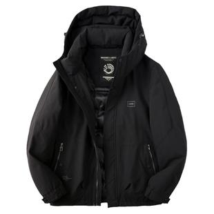 外贸换季断码清仓冬季男士时尚简约黑色连帽90％白鸭绒羽绒服9860