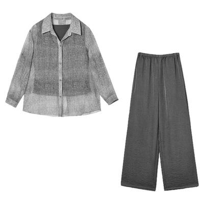 衬衫+背心+长裤三件套装